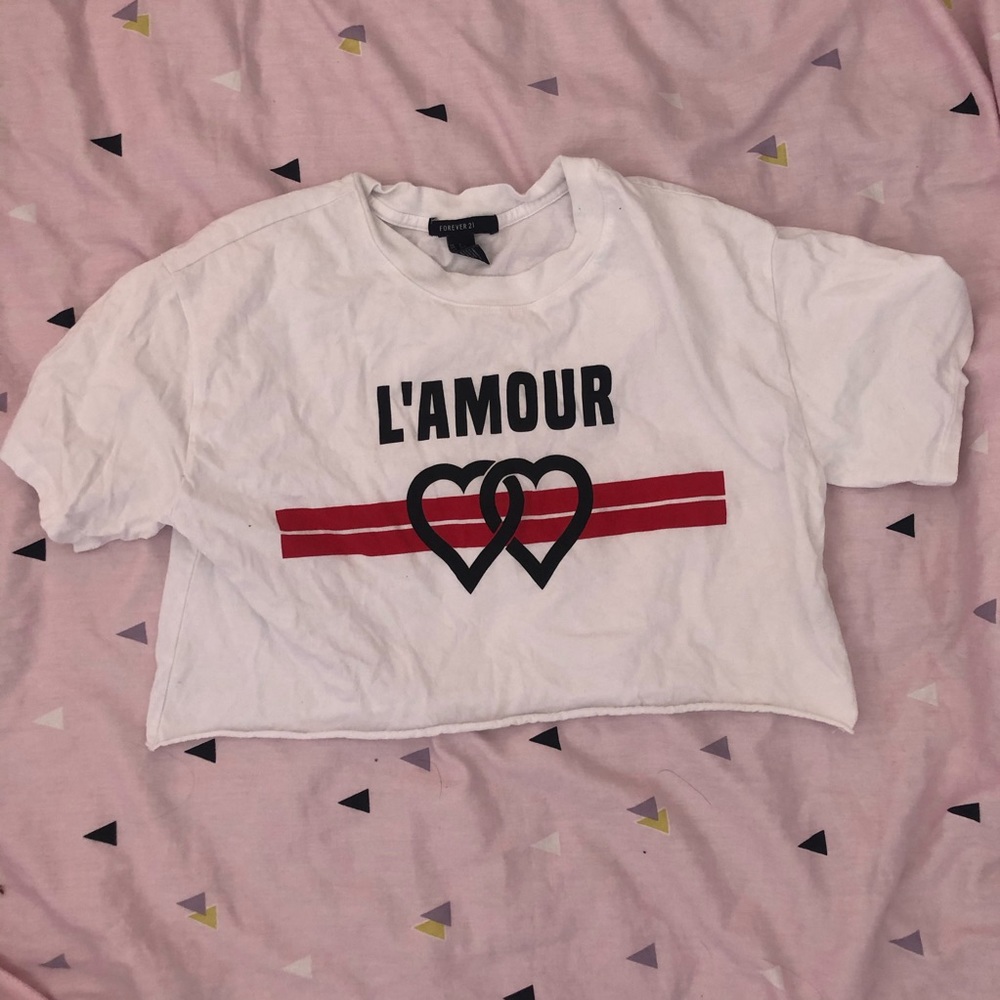 Cute white graphic crop top